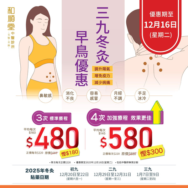 【和順天灸早鳥優惠】虛寒體質人士佳音：貼冬灸提升陽氣》增免疫力》減少患病